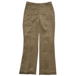 Woman's Faux Suede Casual Corner Khaki Brown Flare Pants Work Wear